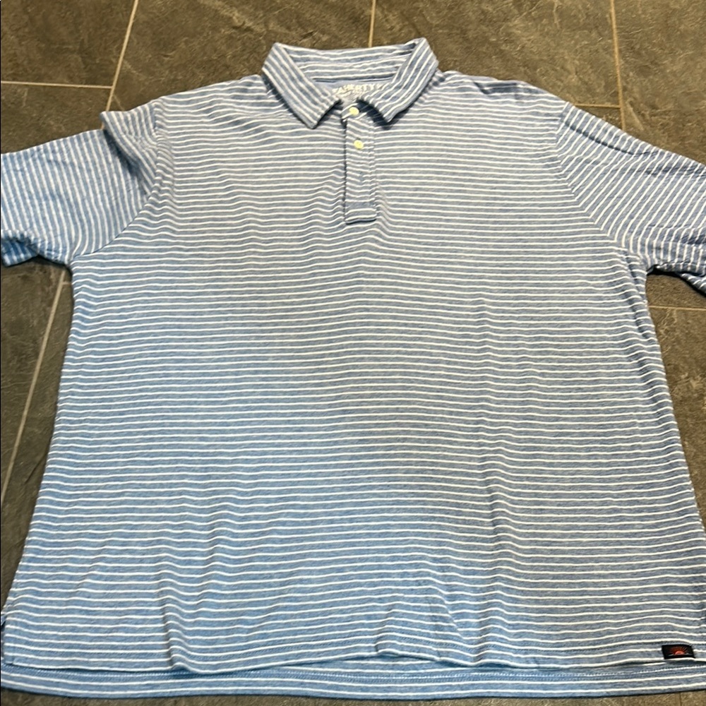 Mens Faherty Brand XL blue and white striped  cloud cotton  polo